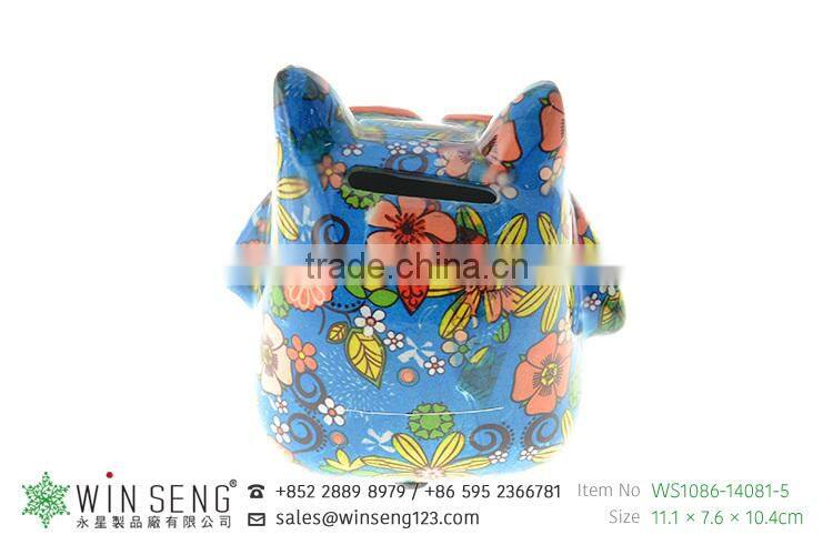 coin holder owl shape flower patterns ceramic animal piggy bank for decoration