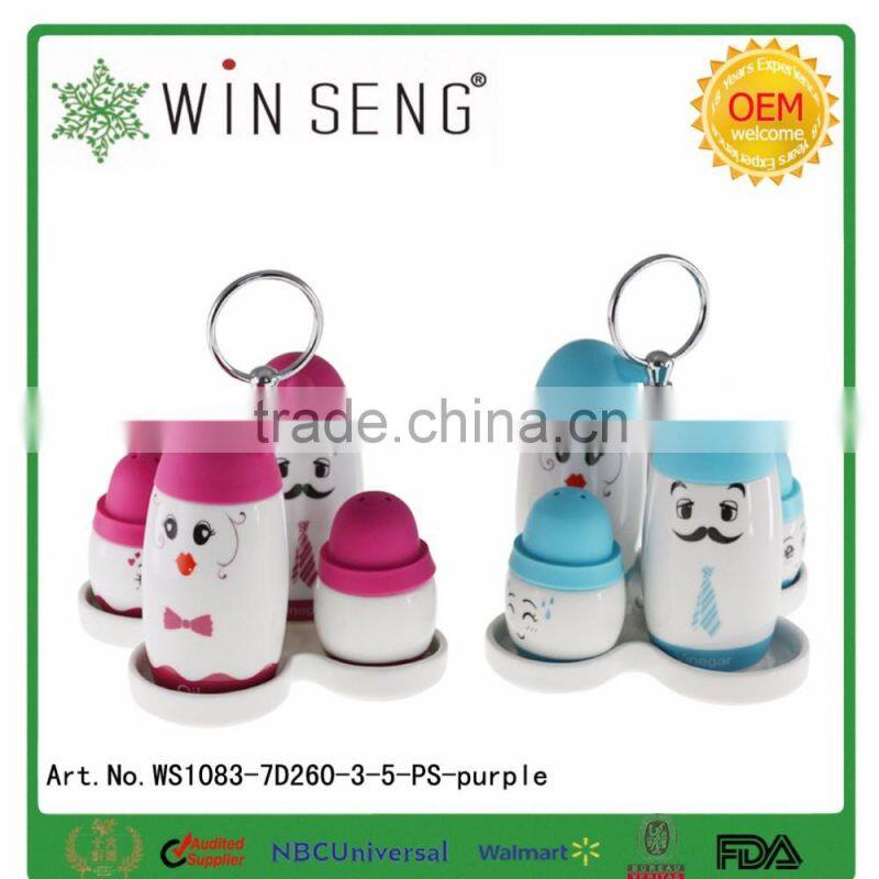 Porcelain condiment set Oil & Vinegar Bottle salt & pepper shaker