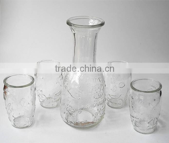 lemonade embossed mango juice stemless glass tumbler cup drinking set