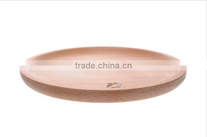 Food Serving Non-slip Round Shape Wooden Tray