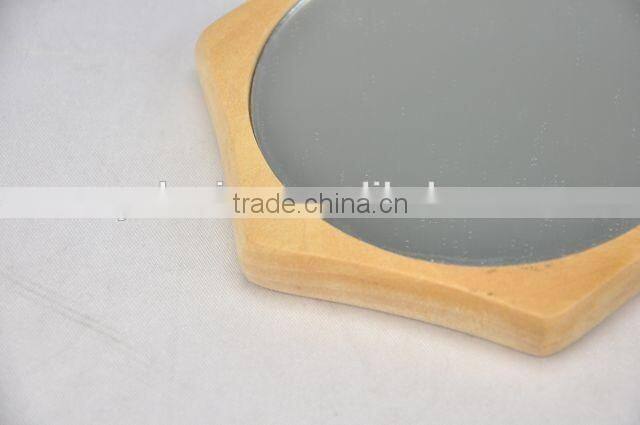 Hexagonal wooden mirror