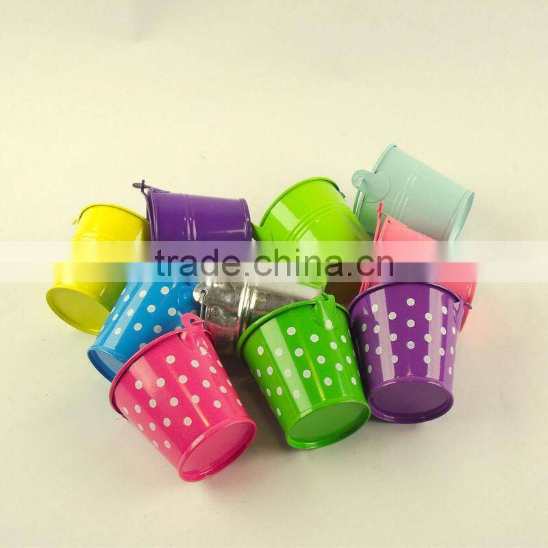 2016 Latest Colorful Pringting Mini Flower Pot / Metal Bucket For Kids