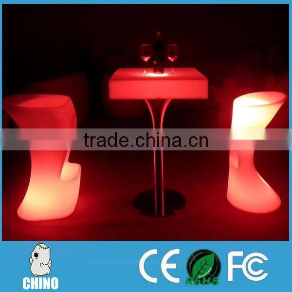 Factory directly sale 60*60*110cm LED Cocktail table with Remote