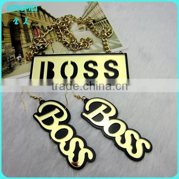 Modern fashion laser cutting mirror and shining acrylic earring for stage and party