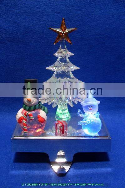 2015 christmas double snowman stocking holder with led