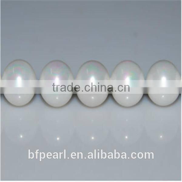 20mm Round Shiny White Genuine Pearls Strands Handmade Shell Jewelry