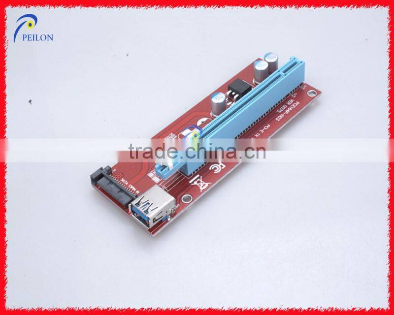 Newest PCIE 1X to 16X +USB 3.0 Extender Cable Sata to IDE 4PIN PCI-E Molex Risers with Power Supply for Bitcoin Litecoin Miner