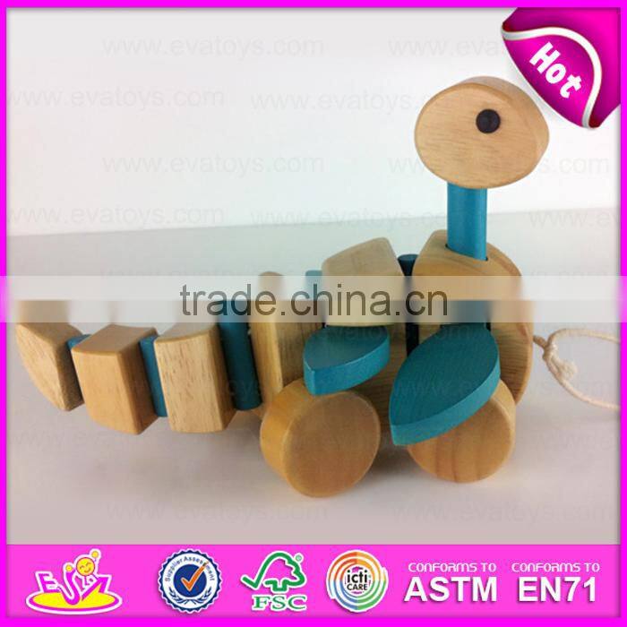 Walk-a-long dinasour push&pull wooden toy for kids W05B101