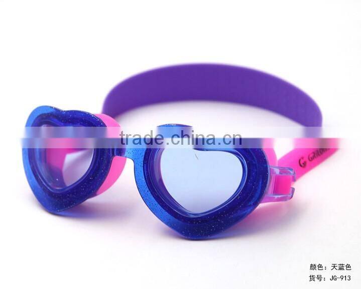 2016 Fashionable Heart Design Lens Swimming Goggles With Anti Fog