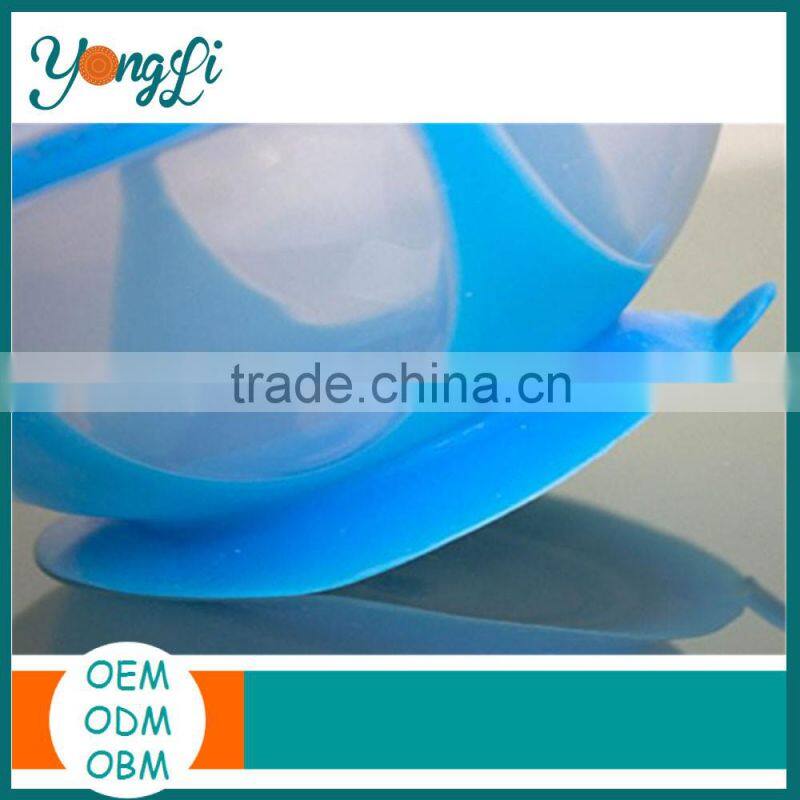 Baby Silicone+PP Feeding Suction Bowl with Cover/Lid and Spoon Fork Anti Slide