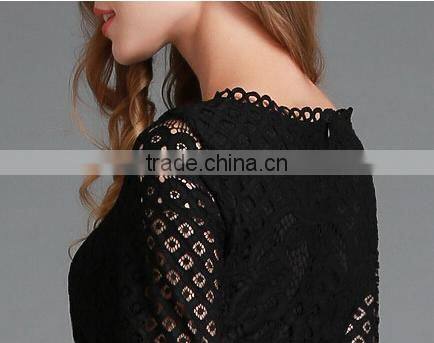 2016 Spring Women Lace Hollow Out Long Dresses Bohemian Femme Sexy Slim Party Dress Vestido