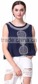 Domin fashion latest embroidery style young girls tops