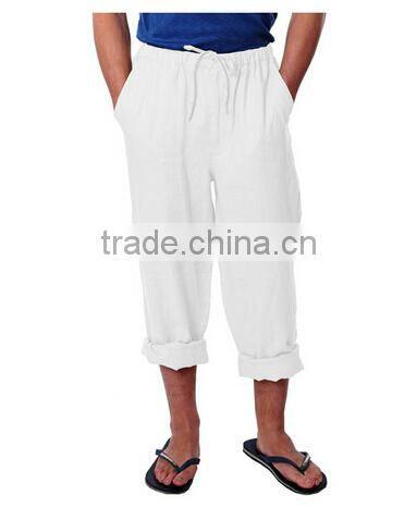 Men's White Drawstring Linen Pants