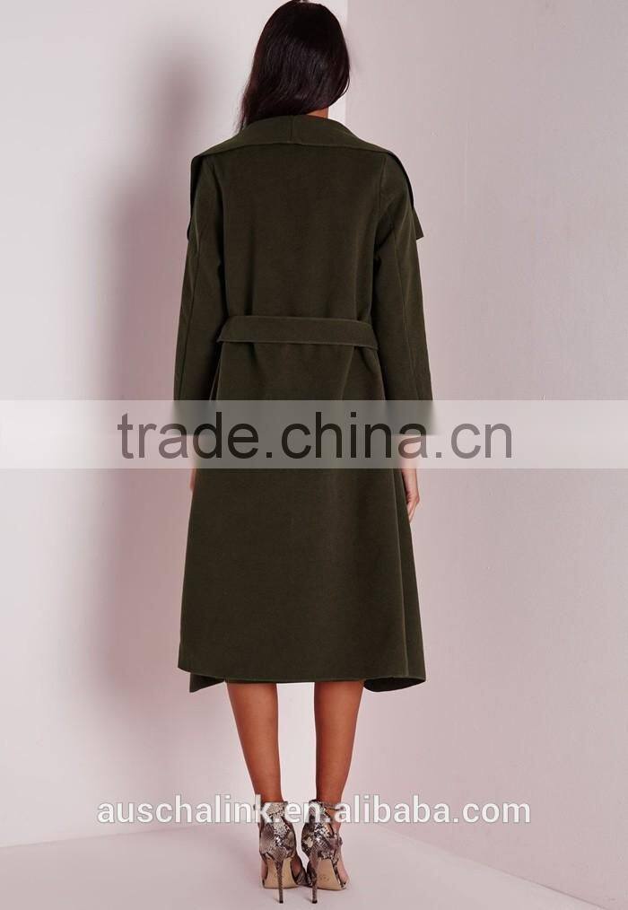 best selling custom lady khaki waterfall coat wholesale