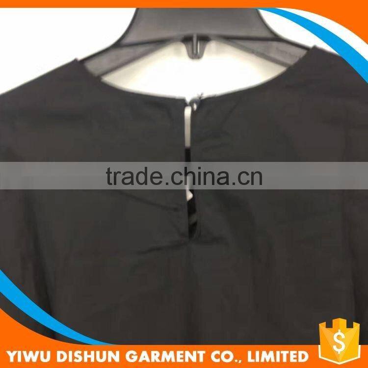 Lady latest design black embroidered wide long sleeve dress