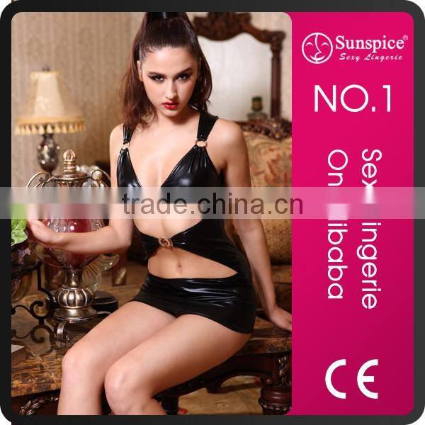 Plus size sexy fetish women set corset leather bondage mask