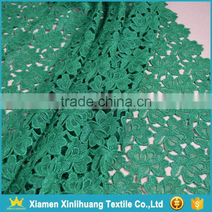 Best Selling Water Soluble 100 Polyester Emerald Green Lace Fabric for Dress