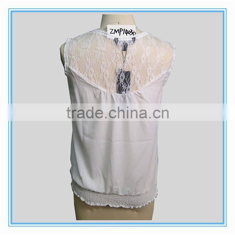 2016Fashion White Lace Summer Chiffon Ladies Vest
