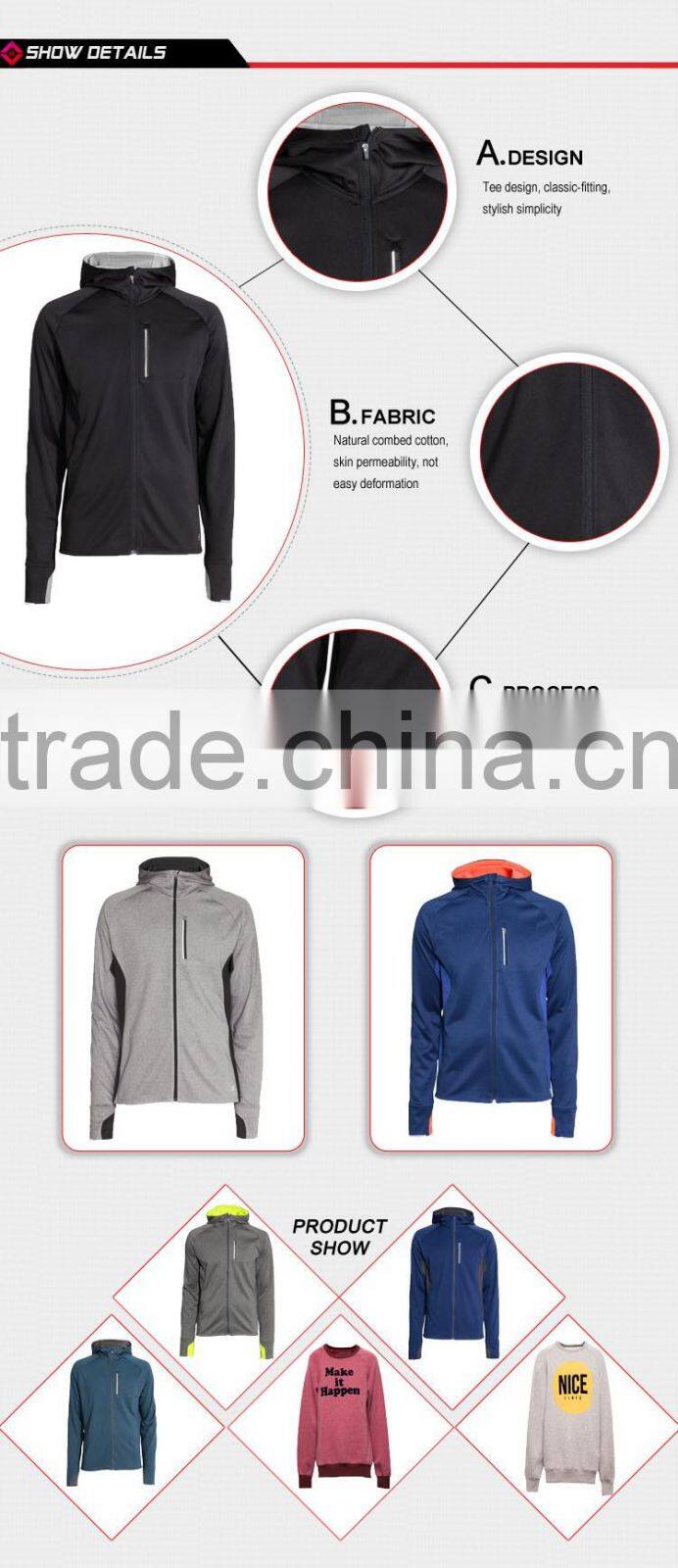 Factory wholesale warm men cotton black hoodie chimney collar sweatshirt side zipper hoody