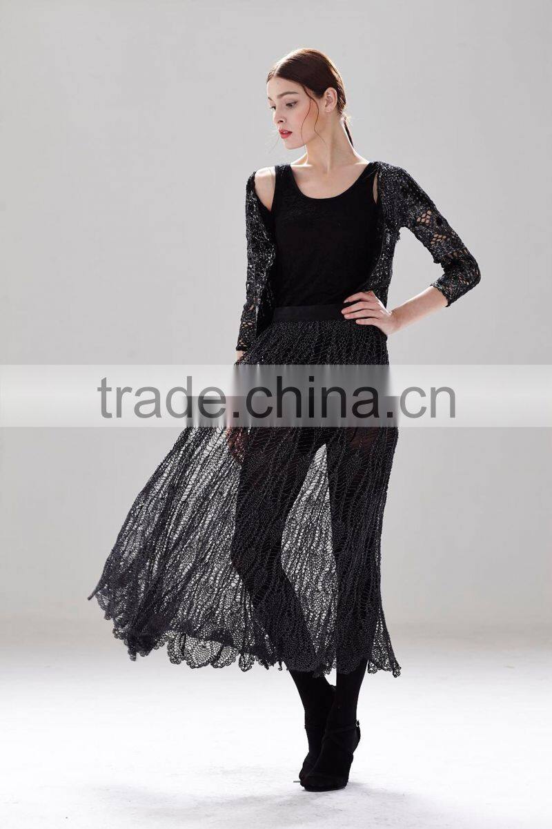 cotton crochet ladies black fashion summer short skirt