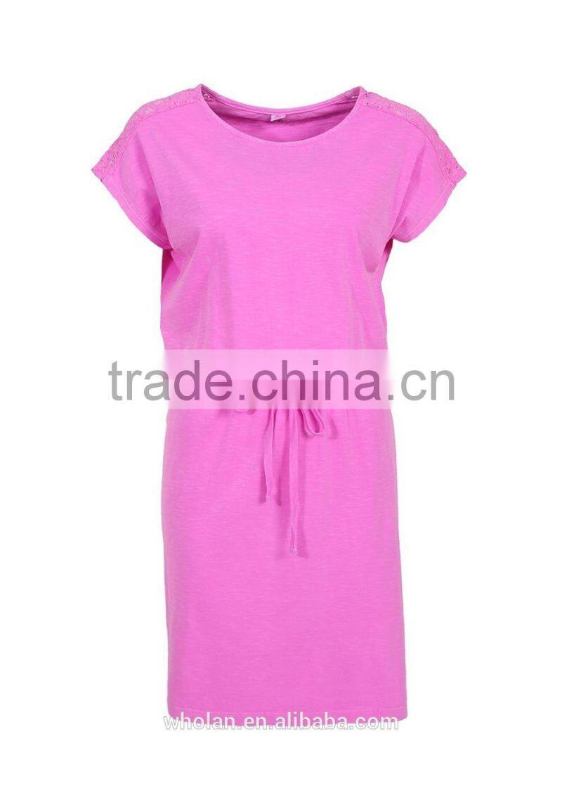 Sweet pink comfortable high quality slim fashion women dress