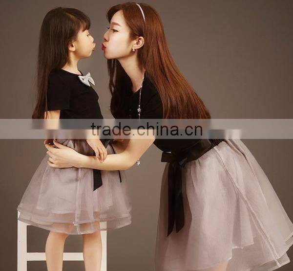 Holesale-Family Set,matching mother daughter clothes summer T-shirt with a skirt mom and daughter dress