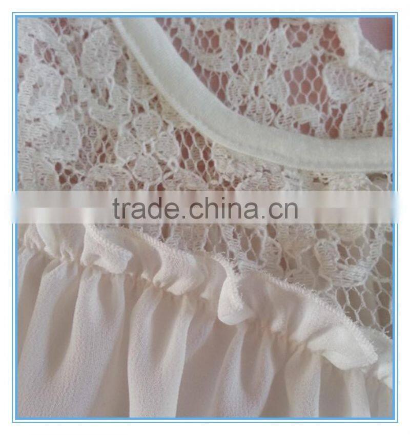 Children girls chiffon printed lace sleeve t shirt, beautiful girl t shirt, fancy gril short sleeve t shirt