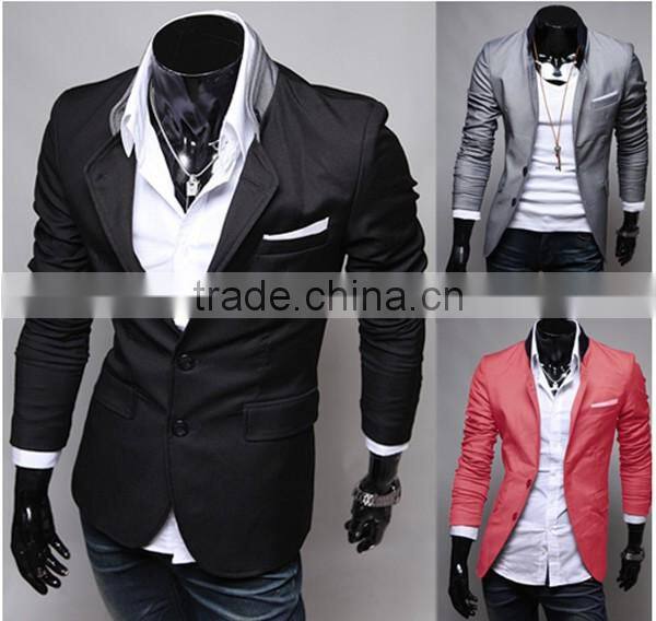 Mens Korean slim fit fashion blazer Suit Jacket black gray red size M to 2XL Male blazers Mens coat Wedding dress