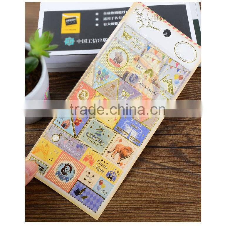 Pearl paper sticker custom cheap Postage stamps sticke with gold stamp adhesive sticker for decoration