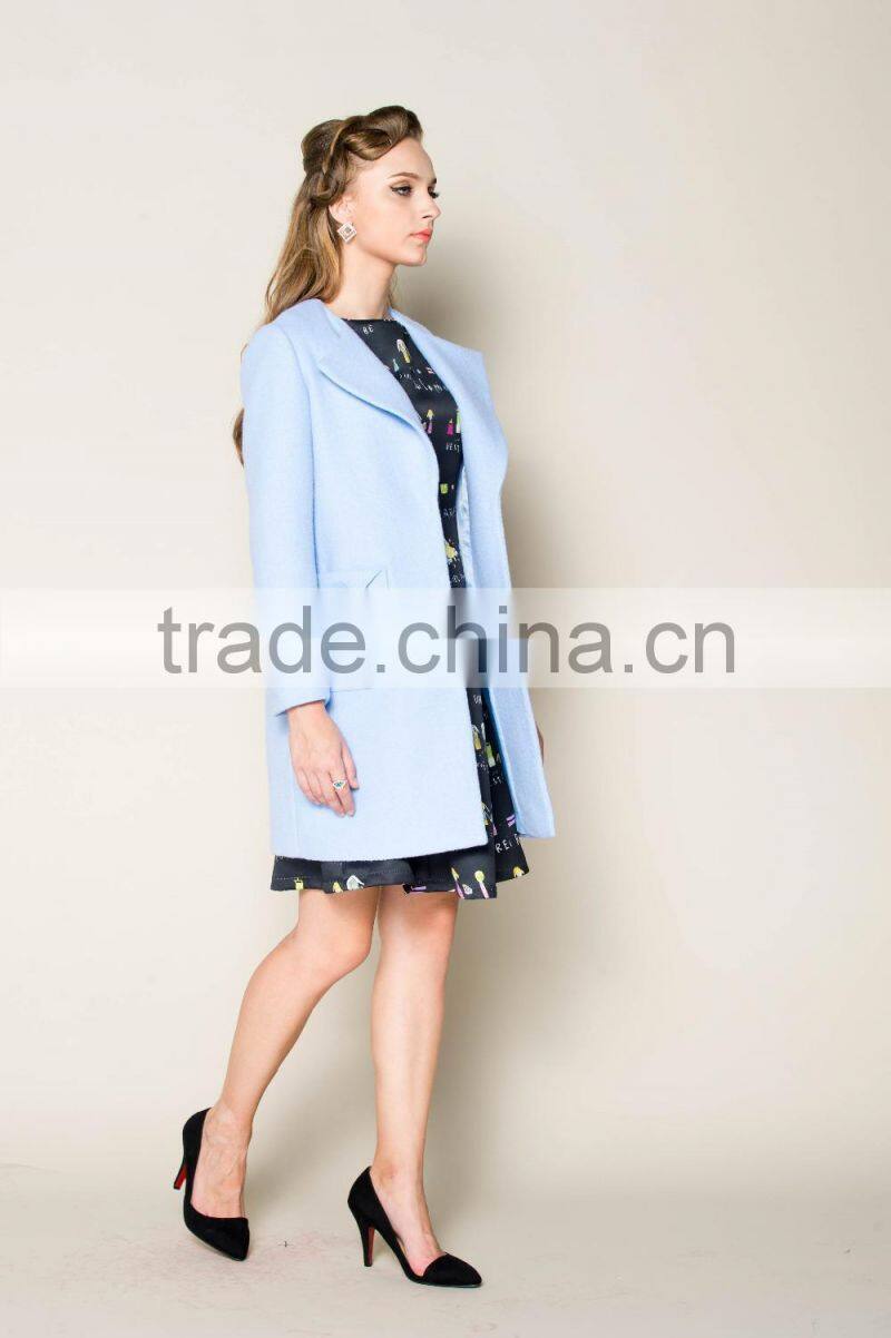 elegant blue butterfly embroidered designed high fashion european style winter coats for girls
