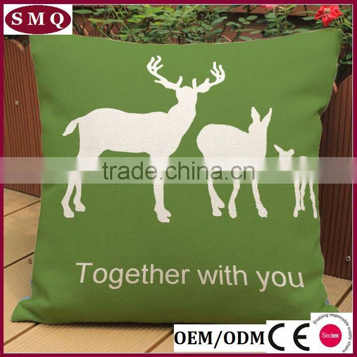 hotsale santa and deer painting christmas pillow cover