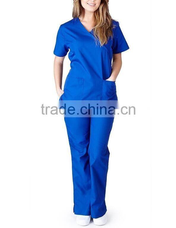 V neck two pockets high quality scrub sets Top & Pants staff uniform