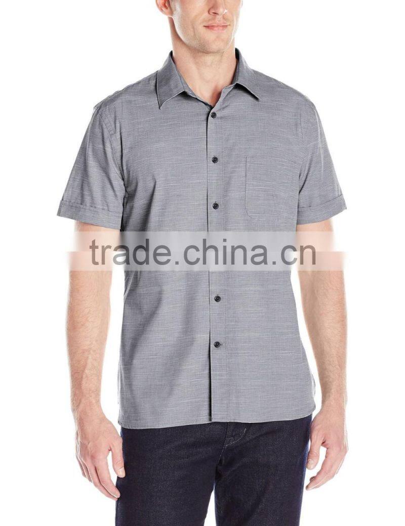 Men's Stripe Texture Shirt with Chest Pocket