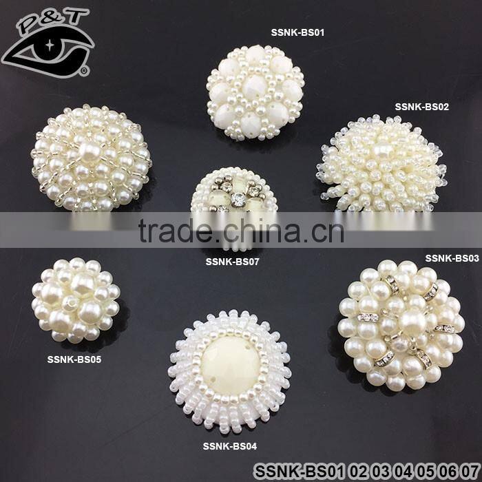 2017 New Fashion Sew On White Pearl Button Flower Button For Decoration