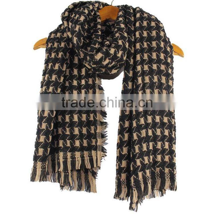Women Soft Fringe Winter Plaid Cashmere Scarf
