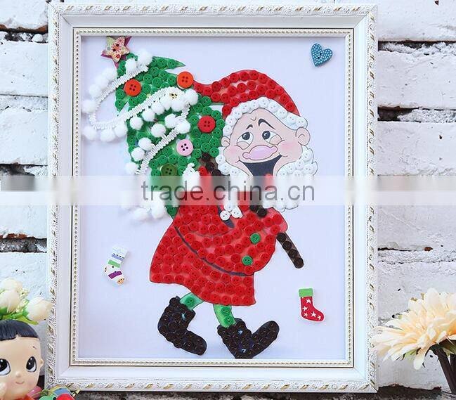 Children diy button picture handmade button stickers craft creative toys for kindergarten kids