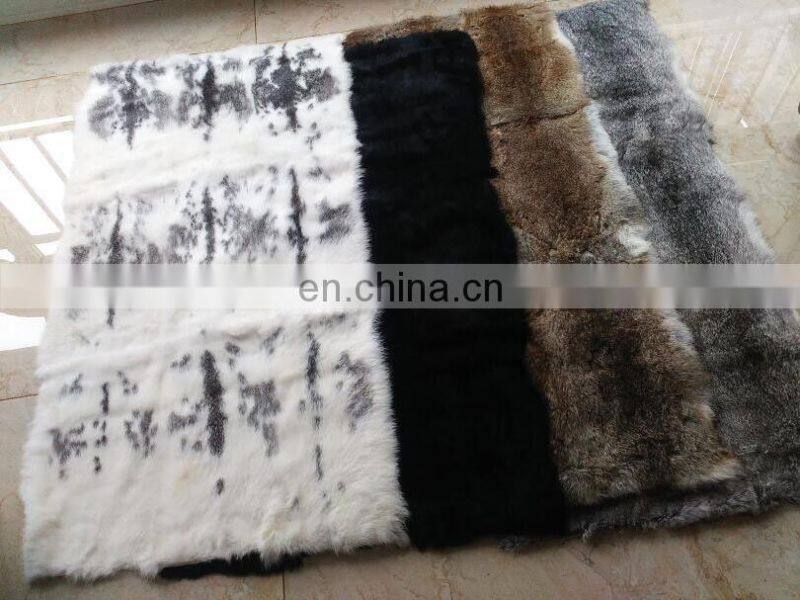 Factory wholesale raw or dyed color thick and soft real rabbit fur skin plate