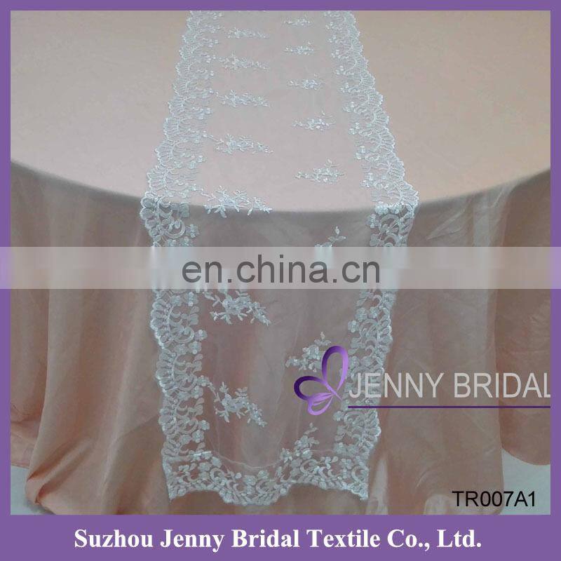 TR022A white chemical lace table overlay lace table runner for round tables