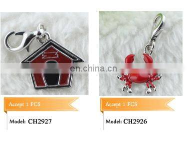 Custom Charm Beads Silver Tone Black Enamel Dog Paw Beads