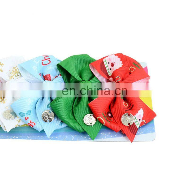 xmas 42color 3.5" JOJO kids hair Bow girl snowman colorful print Barrettes Girl Hair Rainbow Unicorn kids party hair clipper