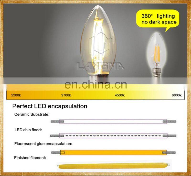 E12/E14 AC 110V 120V 60Hz Dimmable LED Edison Filament Candle Light Bulb 2W 4W 6W Replace 20w 40w 60W Incandescent Lamp Lighting