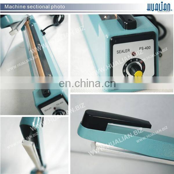 FS-400AL Hualian Manual Heat Sealer Plastic 16 Inches 0.2-1.3s Cartons 0.3 Mm 3 Mm