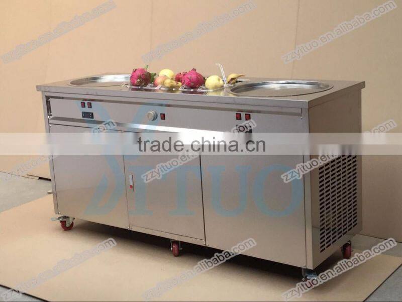 CE Approved Flat Double Pan Fried Ice Cream Machine