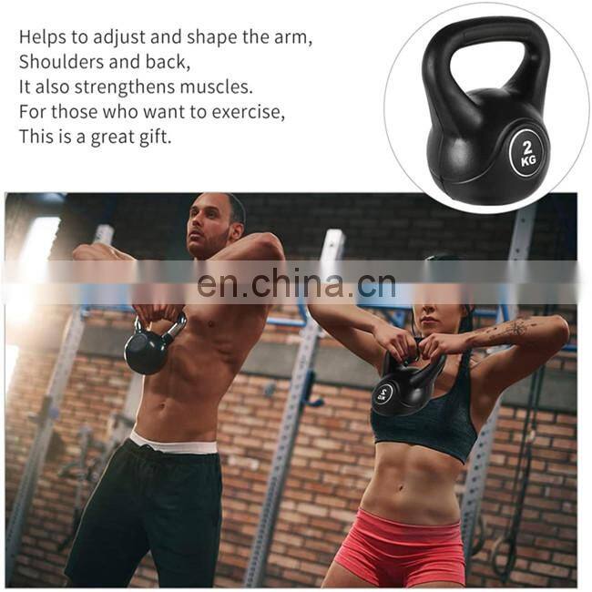 Durable vinyl and filled with cement plastic kettlebells set