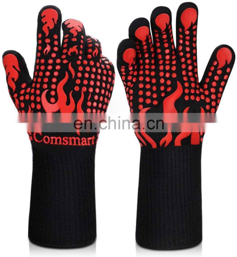 Professional Aramid Grill Fire Proof Silicone Heat Resistant Oven BBQ Insulation Barbecue Gloves for Kitchen Cooking