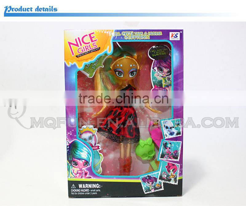 Mini Qute kawaii beautiful American Latex big head Alien girl kids fashion Plastic doll educational toy accessories NO.YS2013-2D