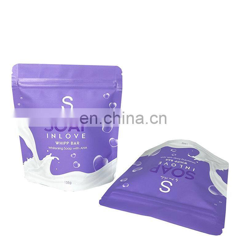 Custom stand up pouch cute Pink Flexible Bopp Herbs Shampoo Facial Clear Soap Poly Plastic Pouch Packaging Mylar Bag