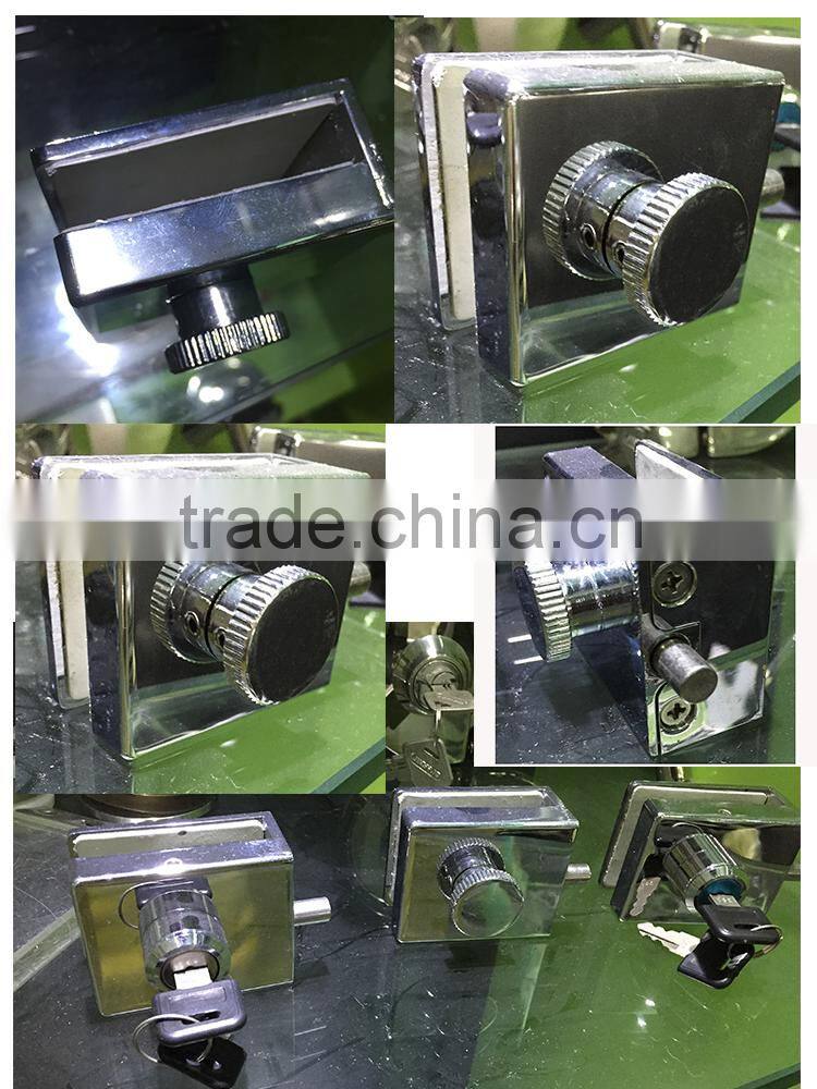 FT-72 Inside use rectangular shaped 8-10mm bottom glass door lock, lock without keys, thumb lock