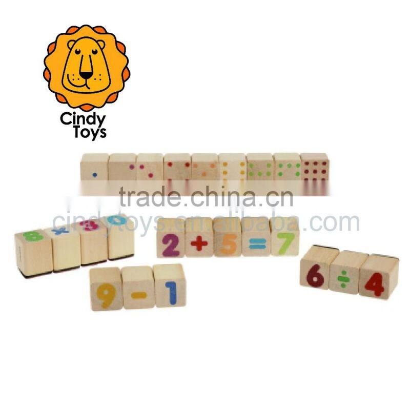 Wooden Rubber Stamps Maths 24 pcs for Kids