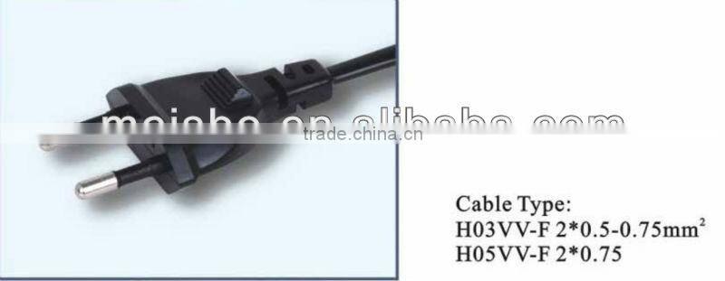 2 Pins Euro 2.5A 250V male female ac power plug